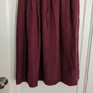 Madewell Small Mid-length Maroon Silk Skirt